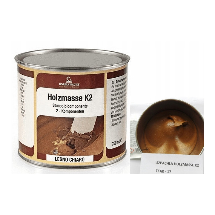 K2 750ml teak 17 Szpachla dwuskładnikowa Holzmasse kolor
