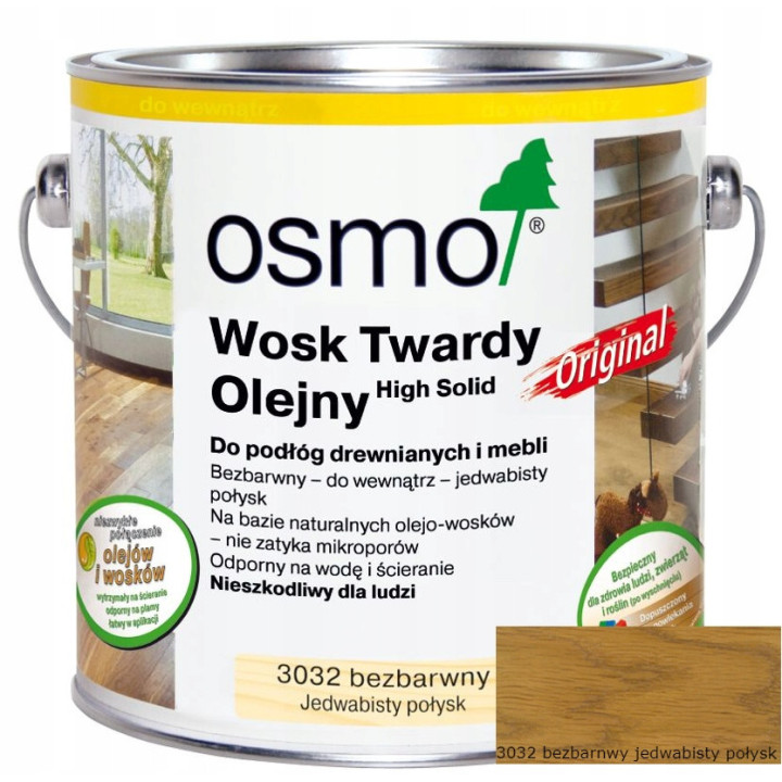 Wosk Twardy Olejny Bezbarwny J.P. OSMO 3032 3L+20%