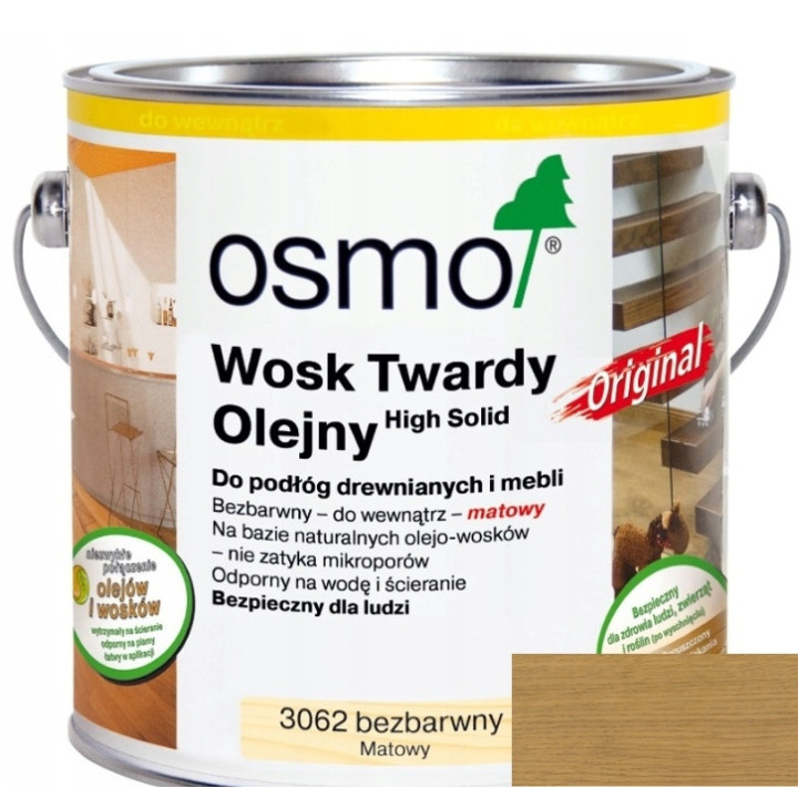 Wosk Twardy Olejny Bezbarwny Mat. OSMO 0,125L 3062