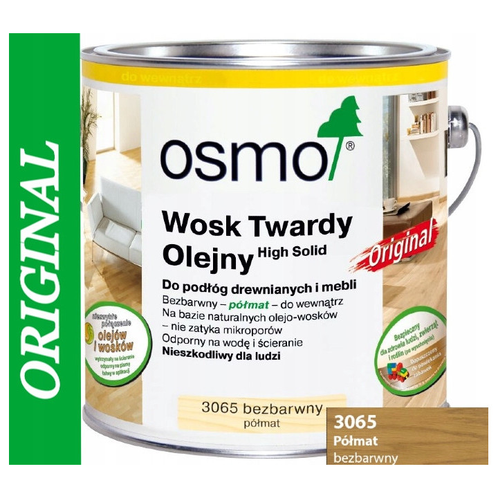 Wosk Twardy Olejny Bezbarwny Pół. OSMO 2,5L 3065