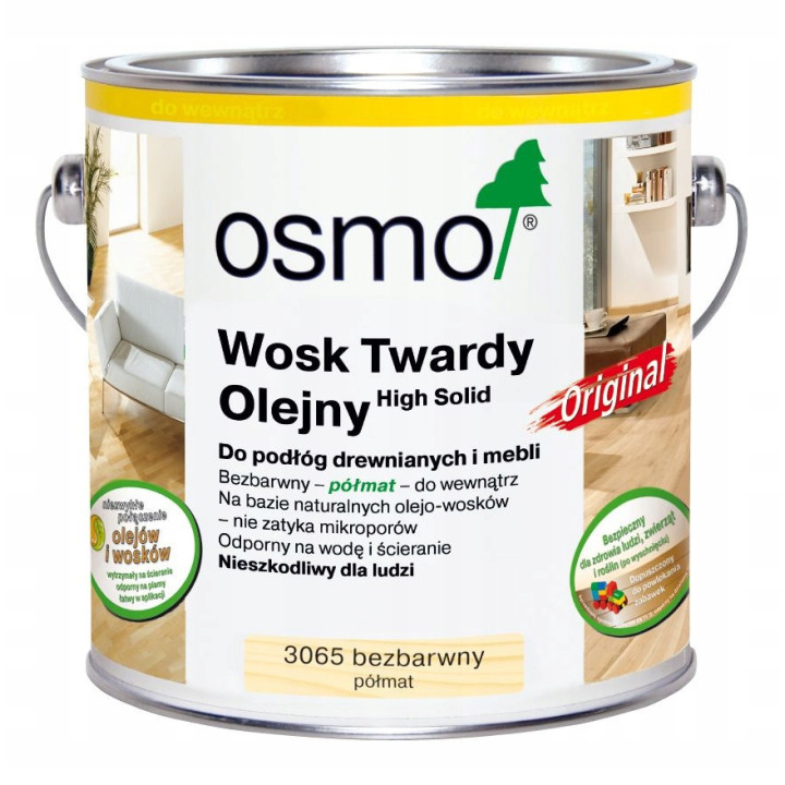 Wosk Twardy Olejny Bezbarwny Pół. OSMO 0,75L 3065