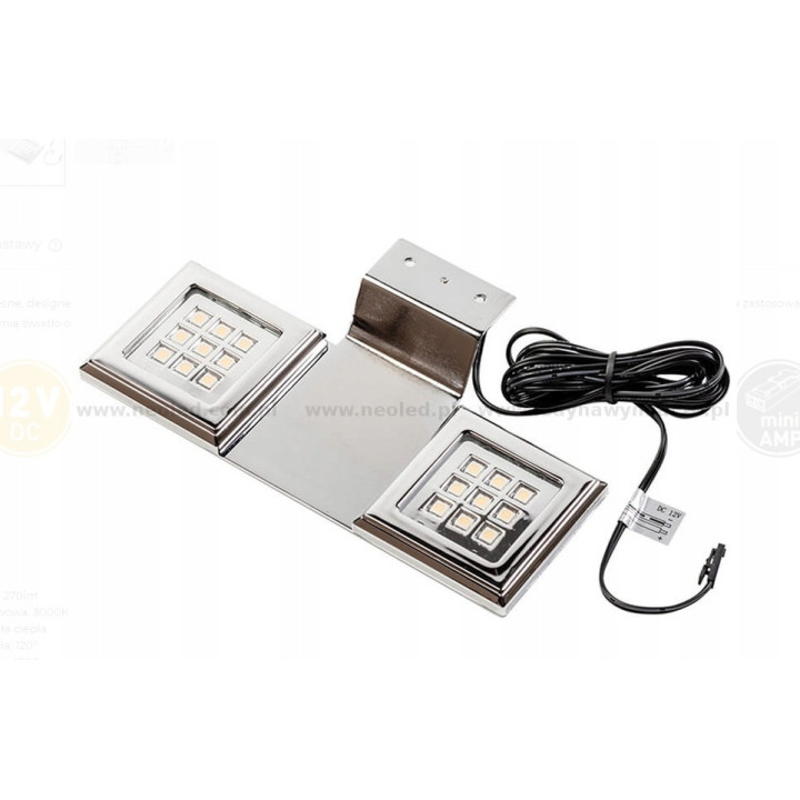 Oprawa led kwadratowa na szafkę ciepły biały,chrom