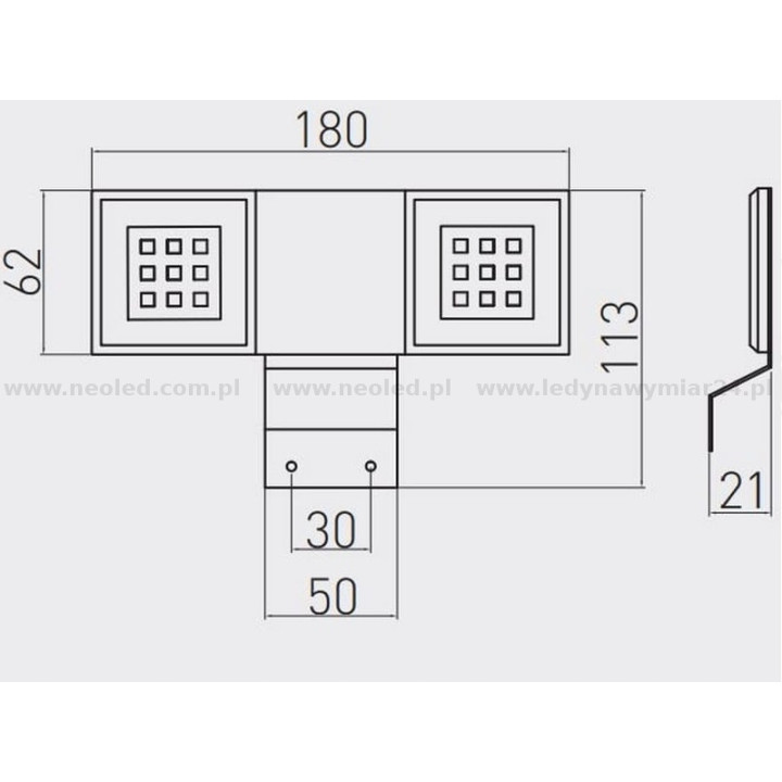 Oprawa led kwadratowa na szafkę ciepły biały,chrom