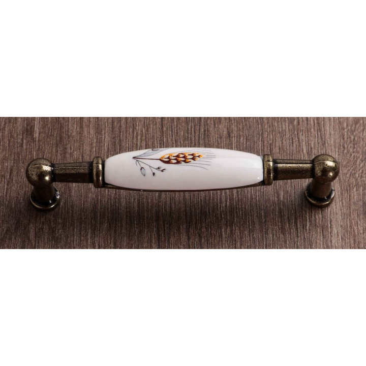 Uchwyt porcelanowy stare złoto kłos GTV