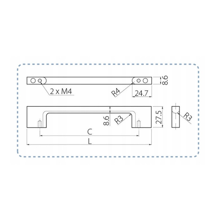 Nowoczesny Uchwyt GTV UZ-819 l=192 Biały
